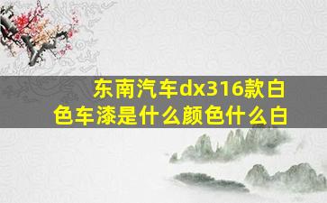 东南汽车dx316款白色车漆是什么颜色什么白