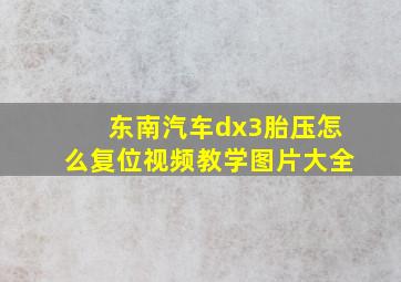 东南汽车dx3胎压怎么复位视频教学图片大全