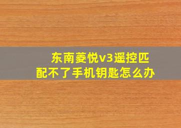 东南菱悦v3遥控匹配不了手机钥匙怎么办