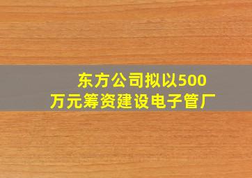 东方公司拟以500万元筹资建设电子管厂