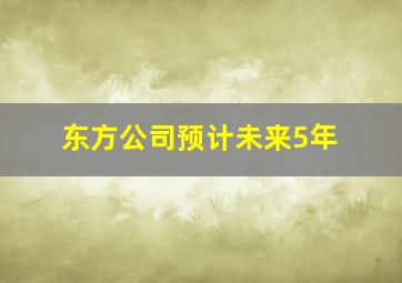 东方公司预计未来5年