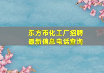 东方市化工厂招聘最新信息电话查询