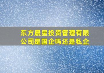 东方晨星投资管理有限公司是国企吗还是私企