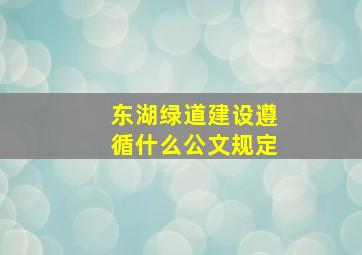 东湖绿道建设遵循什么公文规定