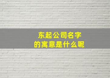 东起公司名字的寓意是什么呢