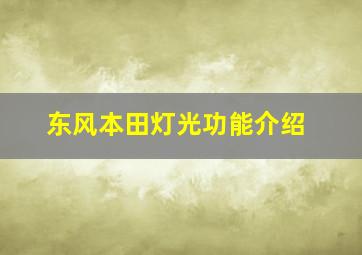 东风本田灯光功能介绍