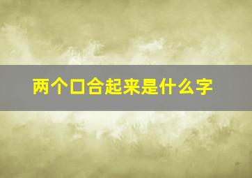 两个口合起来是什么字