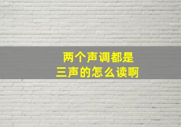 两个声调都是三声的怎么读啊