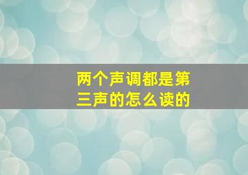 两个声调都是第三声的怎么读的