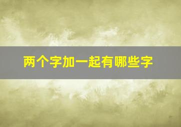 两个字加一起有哪些字