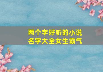 两个字好听的小说名字大全女生霸气