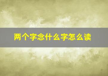 两个字念什么字怎么读