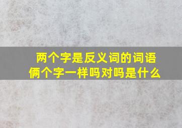 两个字是反义词的词语俩个字一样吗对吗是什么