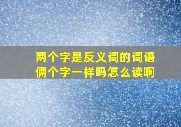 两个字是反义词的词语俩个字一样吗怎么读啊