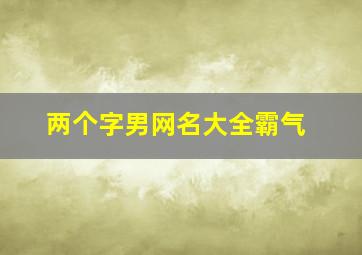 两个字男网名大全霸气