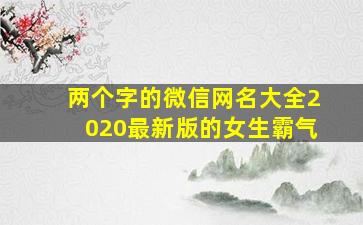 两个字的微信网名大全2020最新版的女生霸气