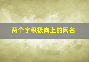 两个字积极向上的网名