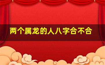 两个属龙的人八字合不合