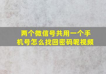 两个微信号共用一个手机号怎么找回密码呢视频