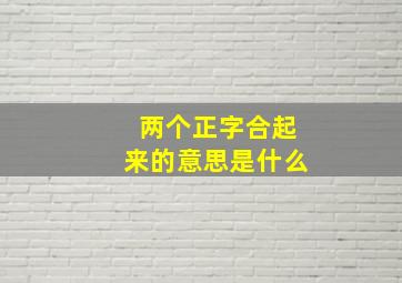 两个正字合起来的意思是什么