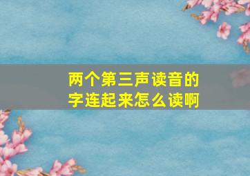 两个第三声读音的字连起来怎么读啊