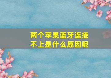 两个苹果蓝牙连接不上是什么原因呢