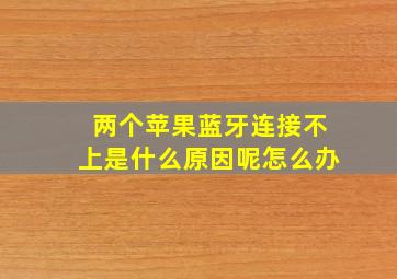 两个苹果蓝牙连接不上是什么原因呢怎么办