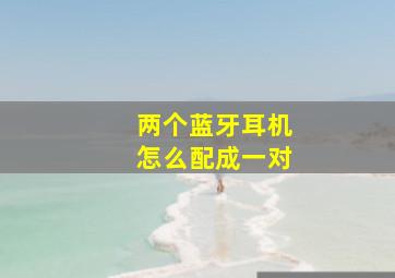 两个蓝牙耳机怎么配成一对