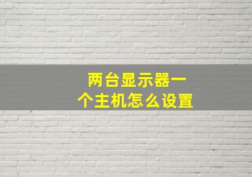 两台显示器一个主机怎么设置