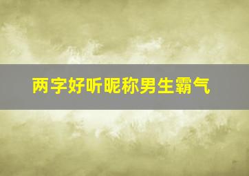 两字好听昵称男生霸气