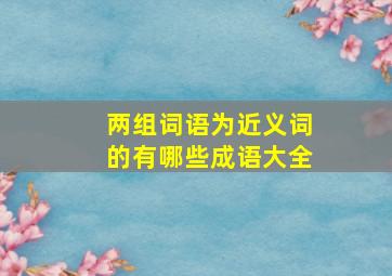 两组词语为近义词的有哪些成语大全