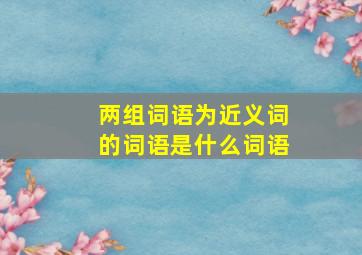 两组词语为近义词的词语是什么词语