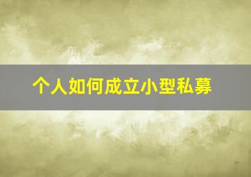 个人如何成立小型私募