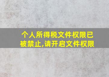 个人所得税文件权限已被禁止,请开启文件权限