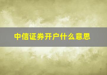 中信证券开户什么意思