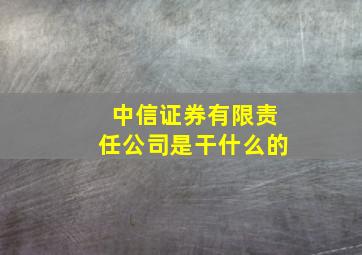 中信证券有限责任公司是干什么的