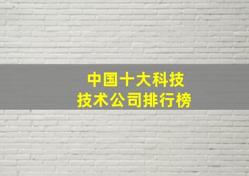 中国十大科技技术公司排行榜