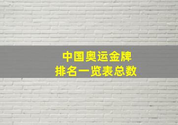 中国奥运金牌排名一览表总数