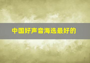 中国好声音海选最好的