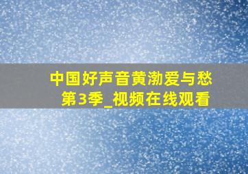 中国好声音黄渤爱与愁第3季_视频在线观看