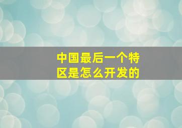 中国最后一个特区是怎么开发的