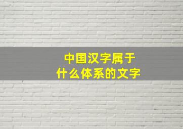 中国汉字属于什么体系的文字