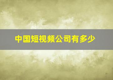 中国短视频公司有多少