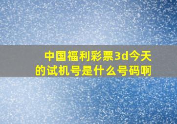 中国福利彩票3d今天的试机号是什么号码啊