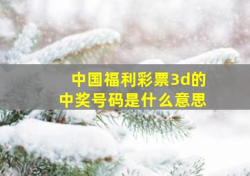 中国福利彩票3d的中奖号码是什么意思