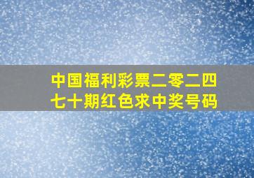 中国福利彩票二零二四七十期红色求中奖号码