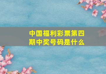 中国福利彩票第四期中奖号码是什么