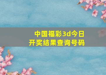 中国福彩3d今日开奖结果查询号码