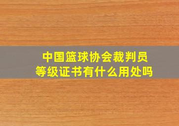 中国篮球协会裁判员等级证书有什么用处吗