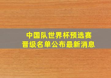 中国队世界杯预选赛晋级名单公布最新消息